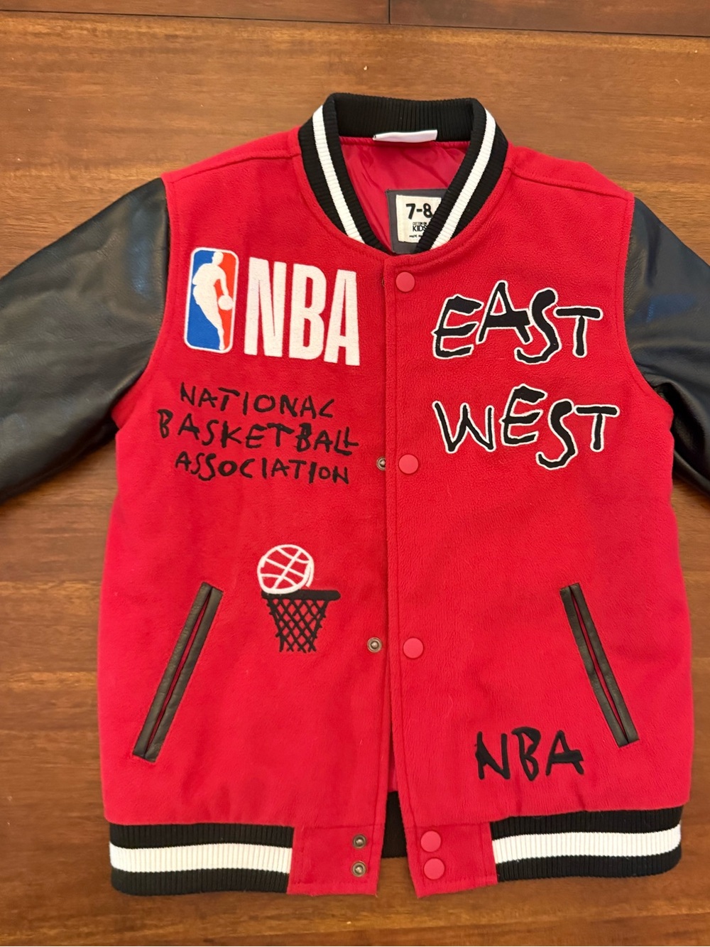 Cotton On Red & Black NBA East West Varsity Jacket for Kids